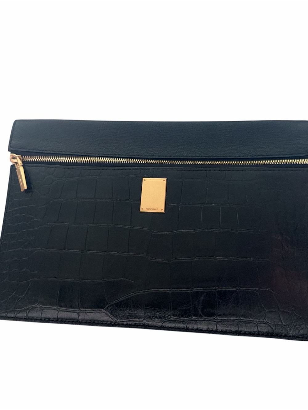 Couronne Leather Clutch with Gold Hardware